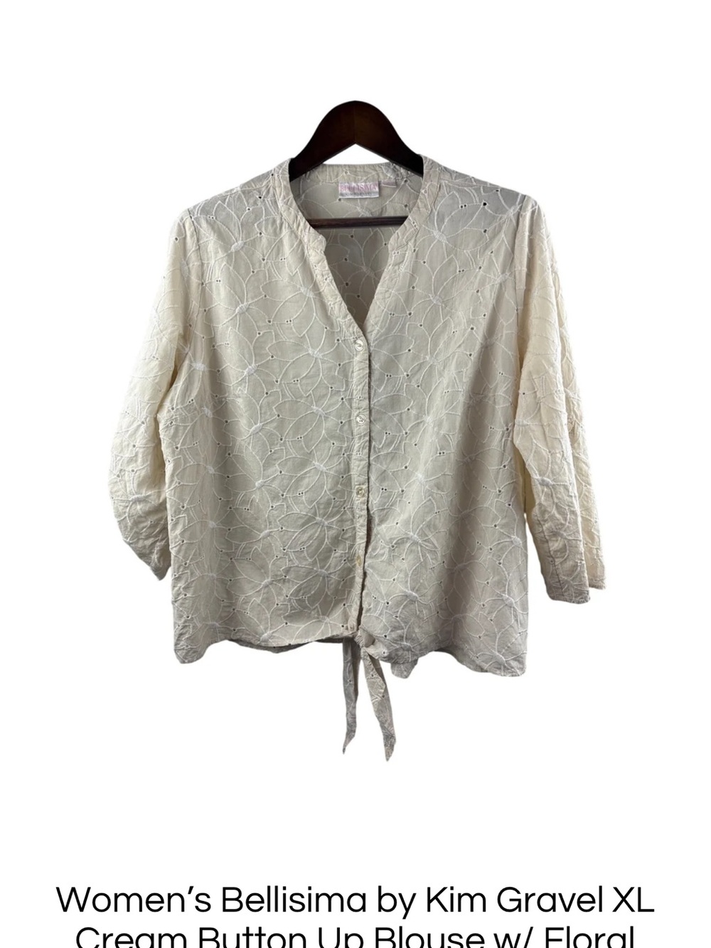 Belle by Kim Gravel Cream Eyelet Tie-Front Blouse